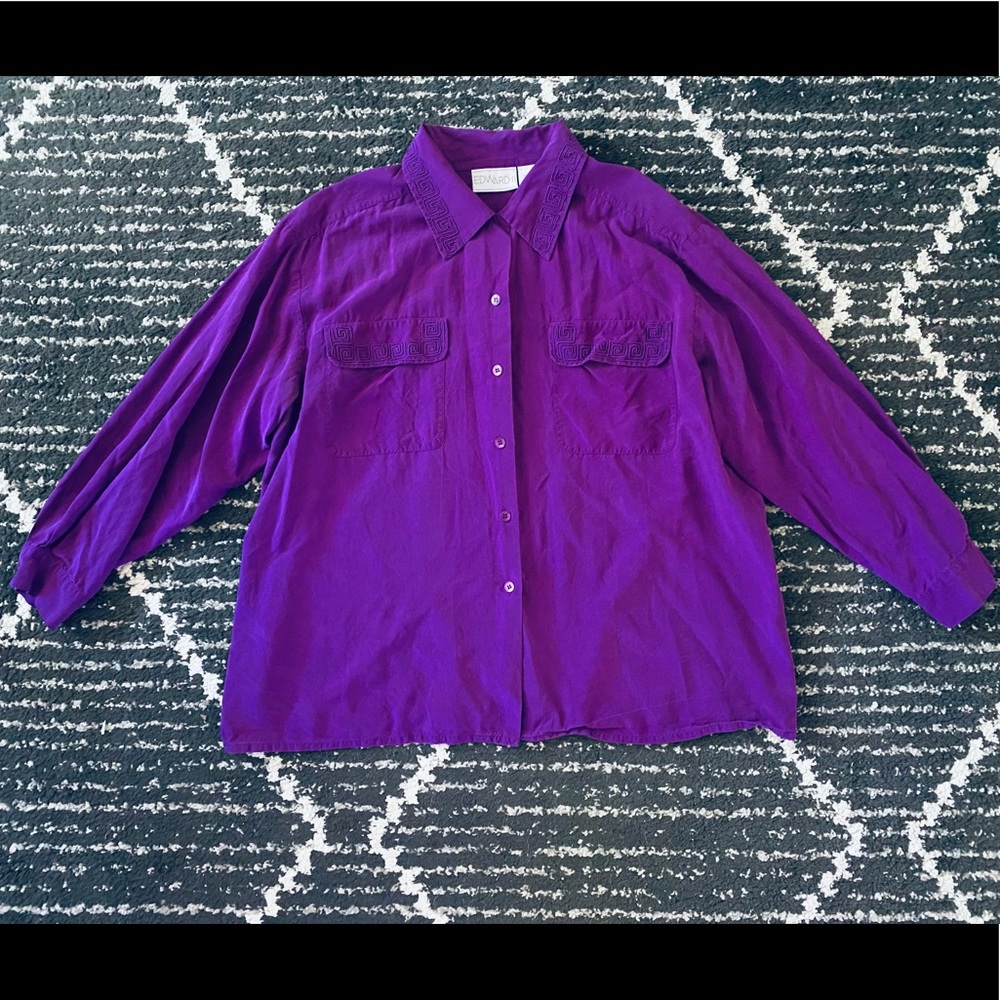 Unique vintage violet silk blouse